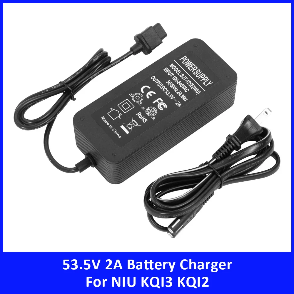 

EU US UK AU Plug 53.5V 2A Battery Charger for NIU KQI3 KQI2 Battery Power Charging Adapter Electric Scooter Accessories Parts