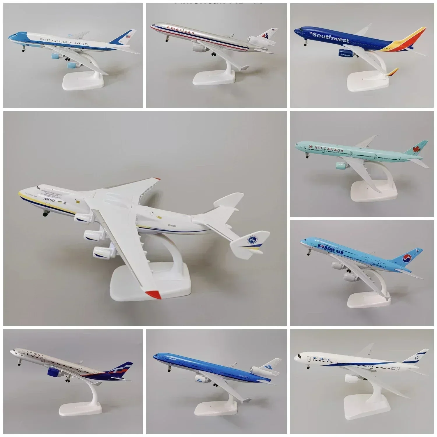 

20cm Alloy Soviet Union Air ANTONOV 225 Airlines An-225 Mriya WORLD BIGGEST CARGO Airplane Model Plane USA KLM Diecast Aircraft