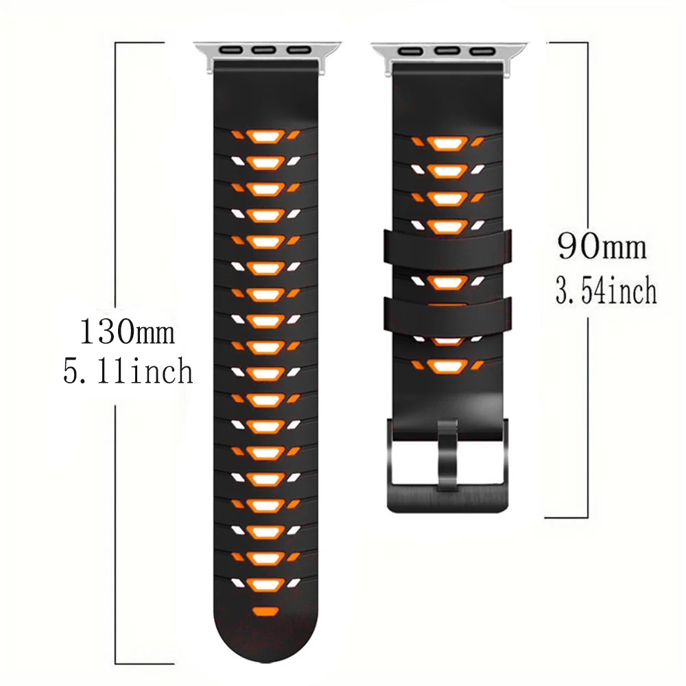 Pulseira de Silicone Respirável para Apple Watch, Pulseira de Pulseira Ultra 2, 49mm, Série 9, 8, 7, SE, 6, 45, 44, 42, 41, 38mm