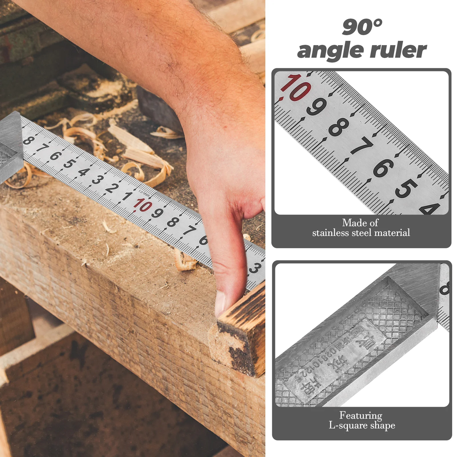 

High Precision Right Angle Ruler Stainless Steel 90 Degree L-square Carpentry Engineer Tool Measure 90°Angle