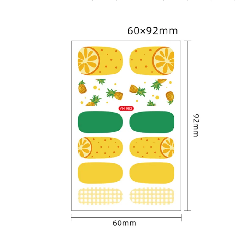 Nova cor gradiente adesivos de unhas verão bonito fruta capa completa envoltórios de unhas arte do prego decalque manicure decorações uñas postizas