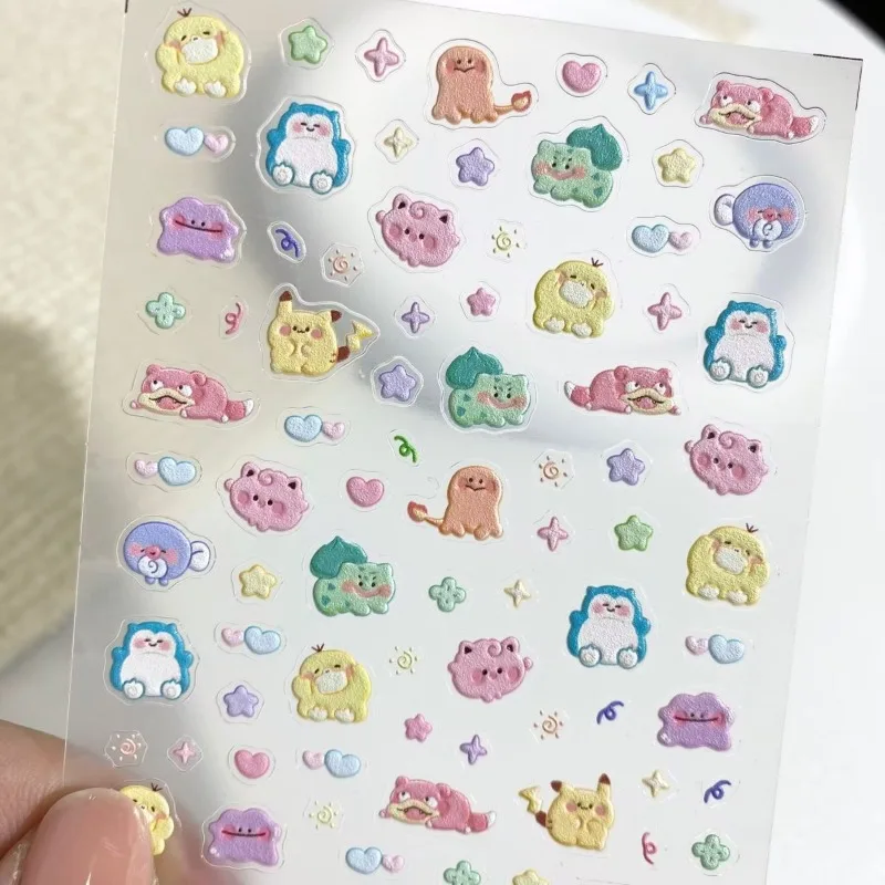 Mode Pikachu Cartoon Nagelstickers Anime Vrouwen Leuke Nagel Decoratieve Relief Stickers Vinger Teen Nagel Decal Art Decoratie Gift