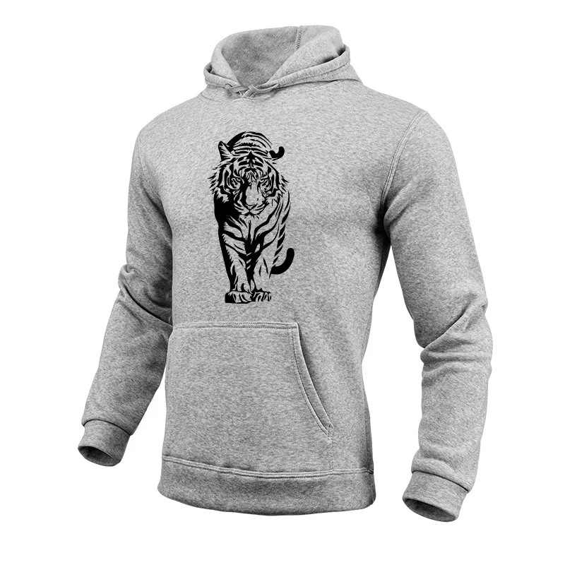 2025 New Arrival Tiger Print Hoodie for Men All Season Daily Casual Sports Hooded Sweatshirts Male Home Outdoor Comfort Pullover