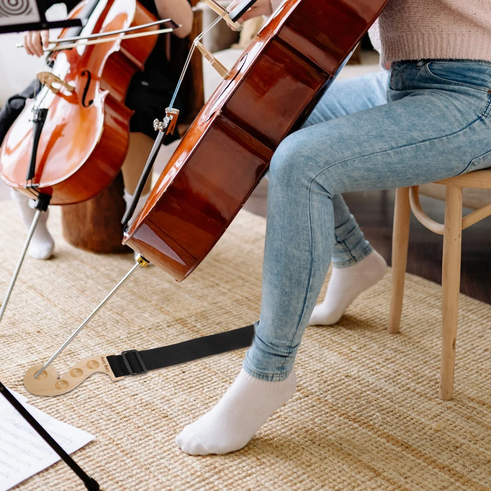 

Cello End-Pin Wooden Stopper Non-Slip Thickened Durable Base Adjustable 4-Hole Floor Protector for Stable Playing
