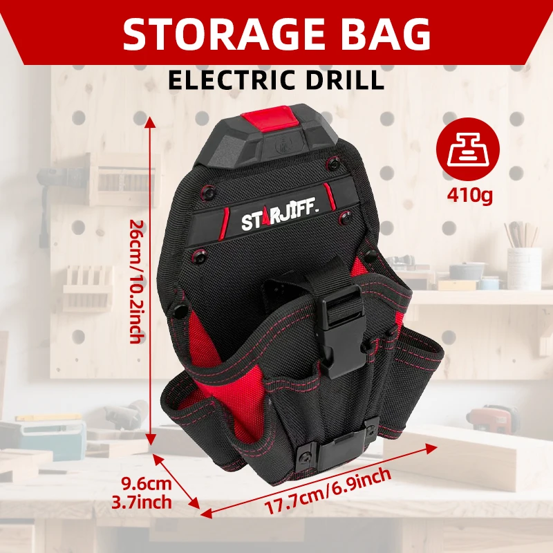 Drill Holster Pro Quick Release Cordless Drill Holder Pouch for Belt Ambidextrous Impact Driver Bag with Bit Loops Fit 18V 20V T