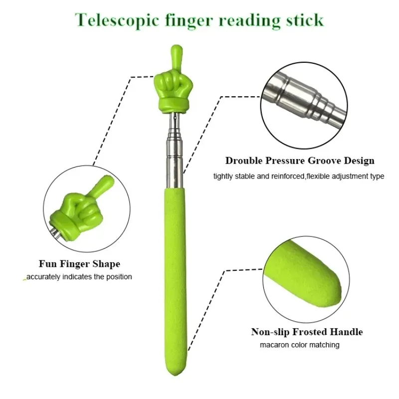 Professional Stainless Steel Telescopic Teaching Pointer Extendable Rod with Finger Tip Design for Classroom Lectures Durable