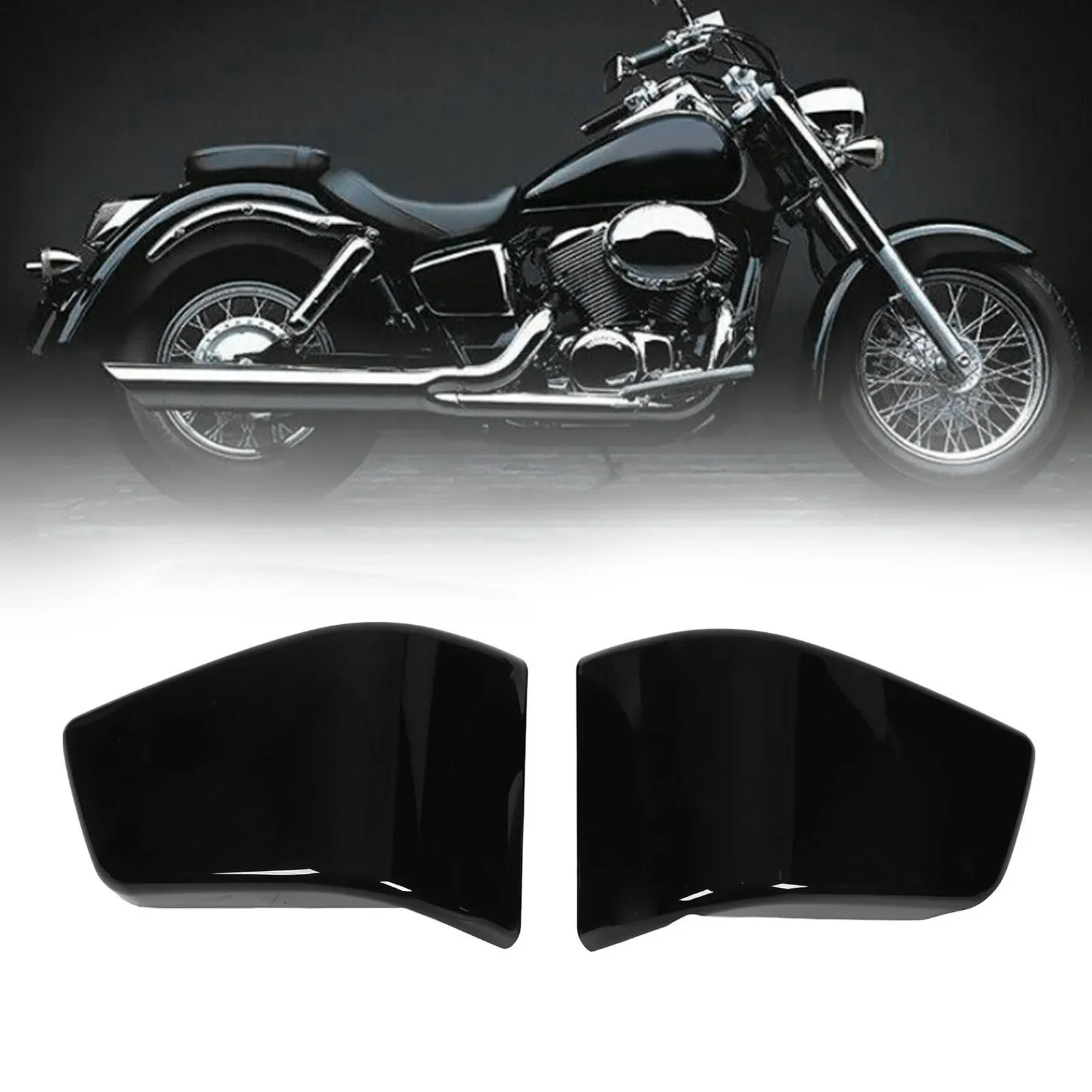 

Left Right Motorcycle Battery Side Panel Fairing Covers for Shadow ACE VT400 VT750 1997‑2003 Black