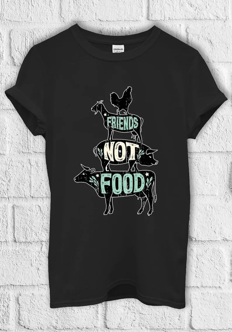 Friends Not Food Vegetarian Vegan T Shirt   Baseball Pullover Men Women Unisex Baggy Boyfriend 2485