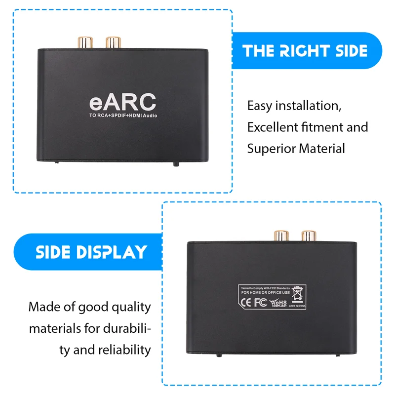 Eccellente convertitore audio ARC EARC, adattatore per estrattore audio Aux per estrattore audio EARC per amplificatore altoparlante da TV a soundbar