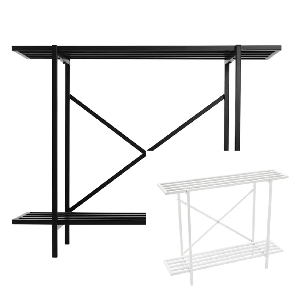 2-Tier Plant Stand Flower Rack, Balcony Shelf Floor Standing Plant Placement Rack, Iron Flower Pot Stand