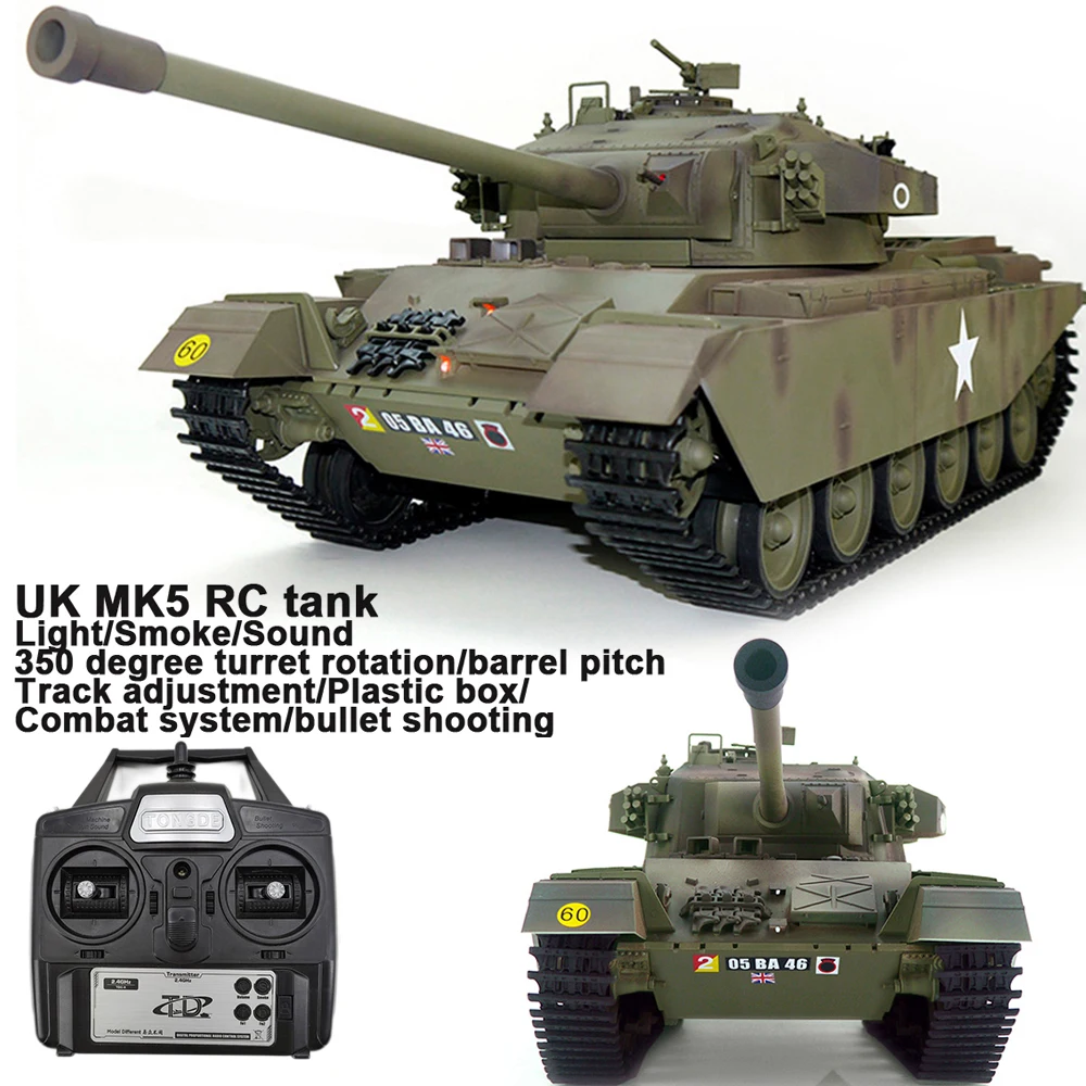 Remote Control Heavy UK/MK5 Centurion Main Battle Tank War Military Vehicle Simulation Smoke Shooting Effect Collection