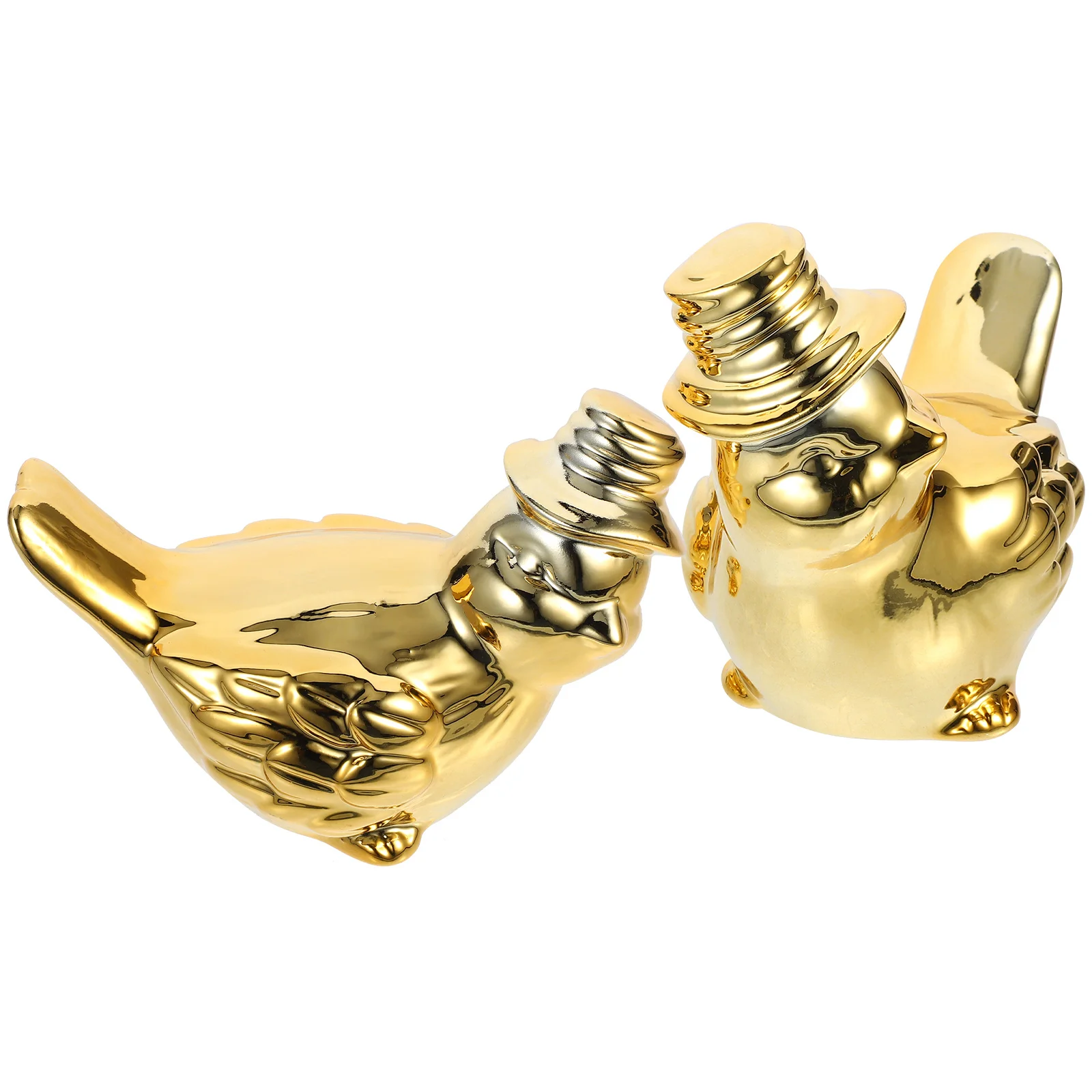 

1Pair Ceramic Bird Decor Simple Design Stable Bottom Space Saving Desktop Bird Sculpture Ceramic Craft Decor Photography Prop