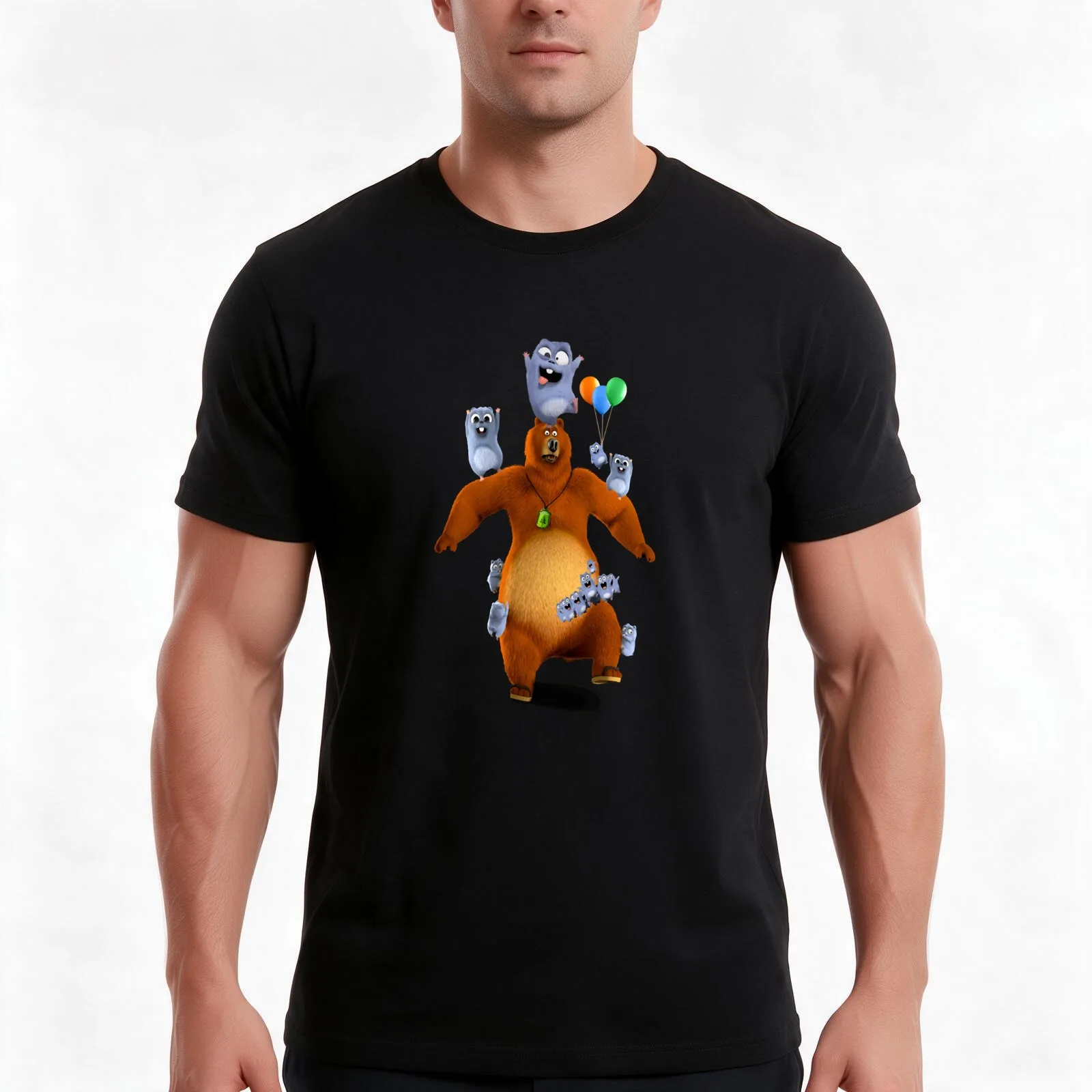 grizzy and lemmings T-Shirt, Summer Casual Cotton Tee, Oversized Streetwear Tops, Vintage Graphic Print, Loose Fit Short Sleeve