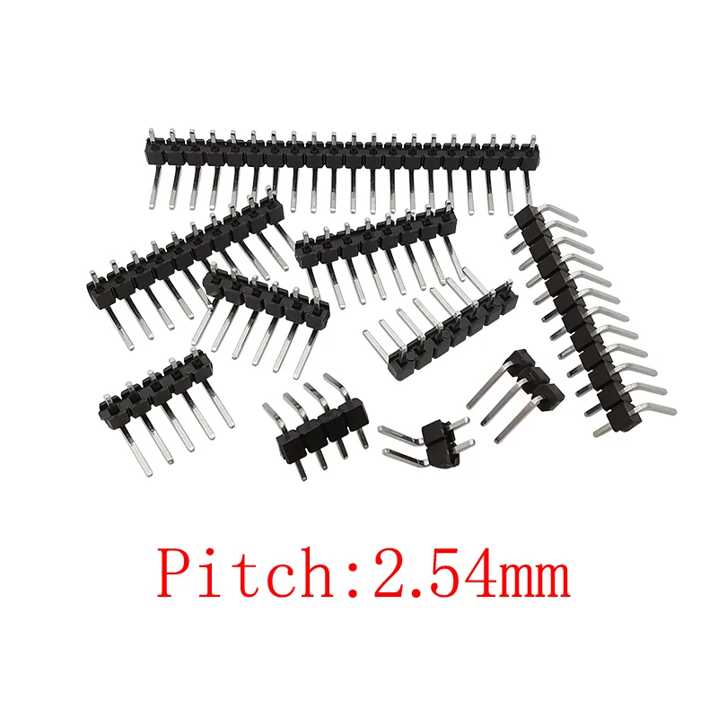 Right Angle Pitch 2.54mm Single Row Pin Header Male Plug Connector 2/3/4/5/6/7/8/10/12/20/40 Pin PCB Board Pinheader For Arduino