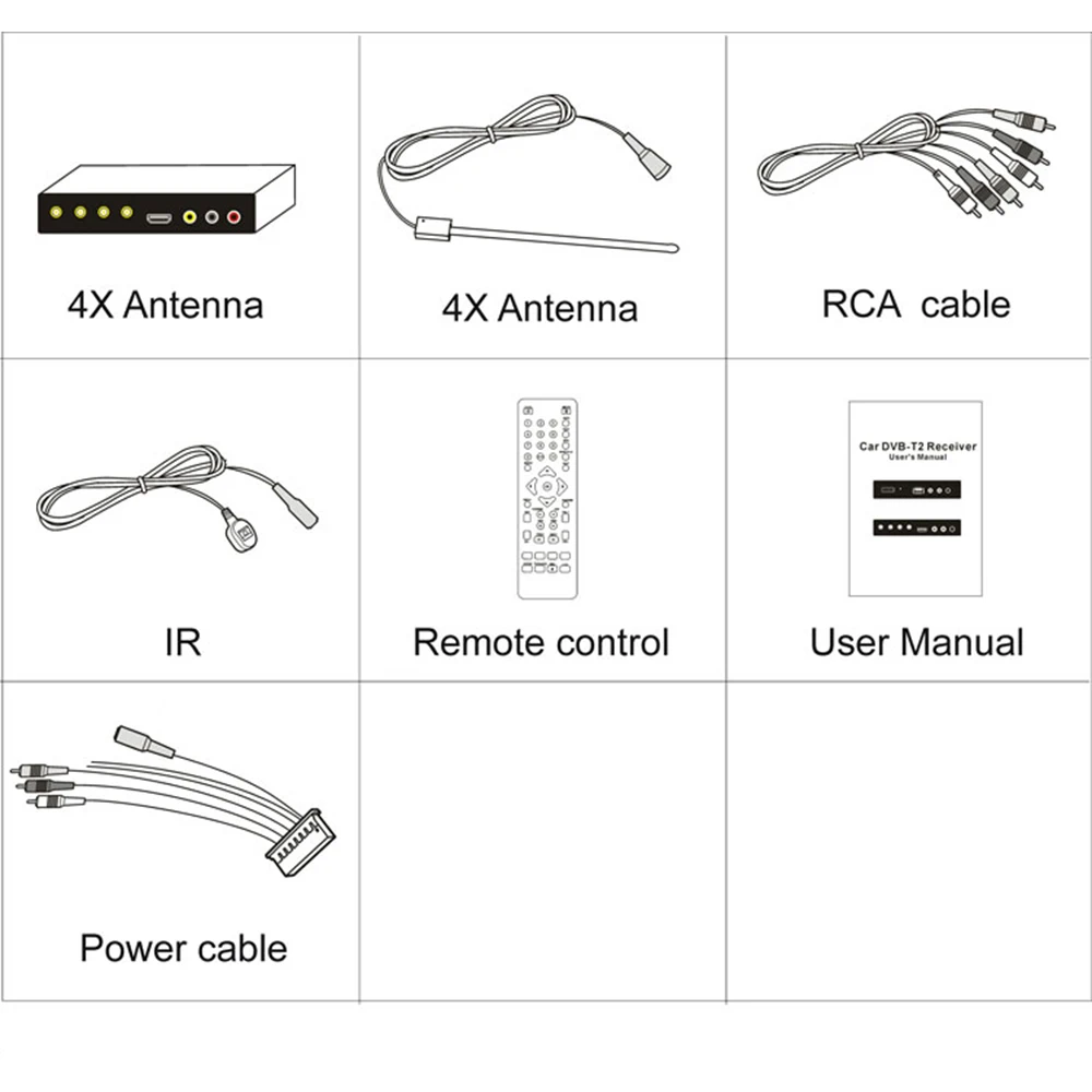 HDTV Car DVB-T2 DVB-T MULTI PLP Digital TV Receiver automobile DTV box  With 4 Tuner Antenna