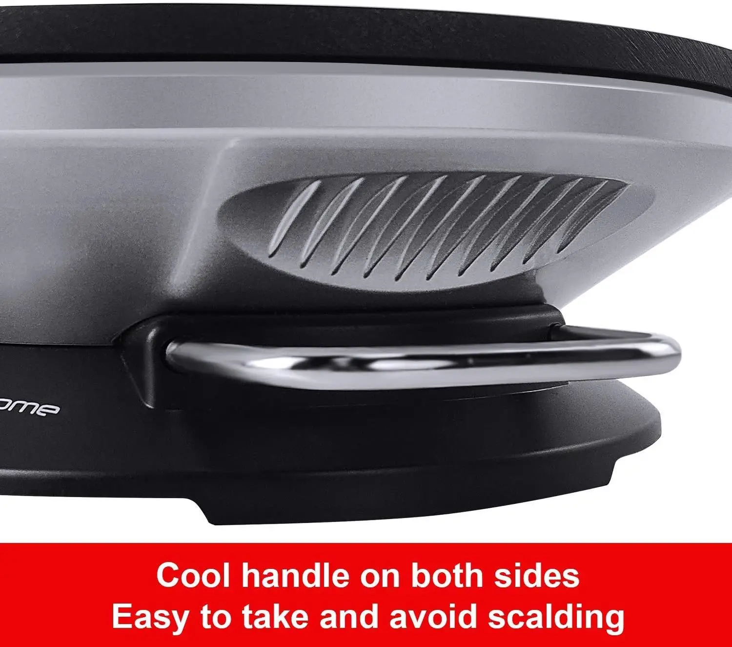 صانع الكريب - صانع كريب مقاس 13 بوصة وشواية كهربائية وصانعة فطائر غير لاصقة - مقلاة كريب (فضي-أ)