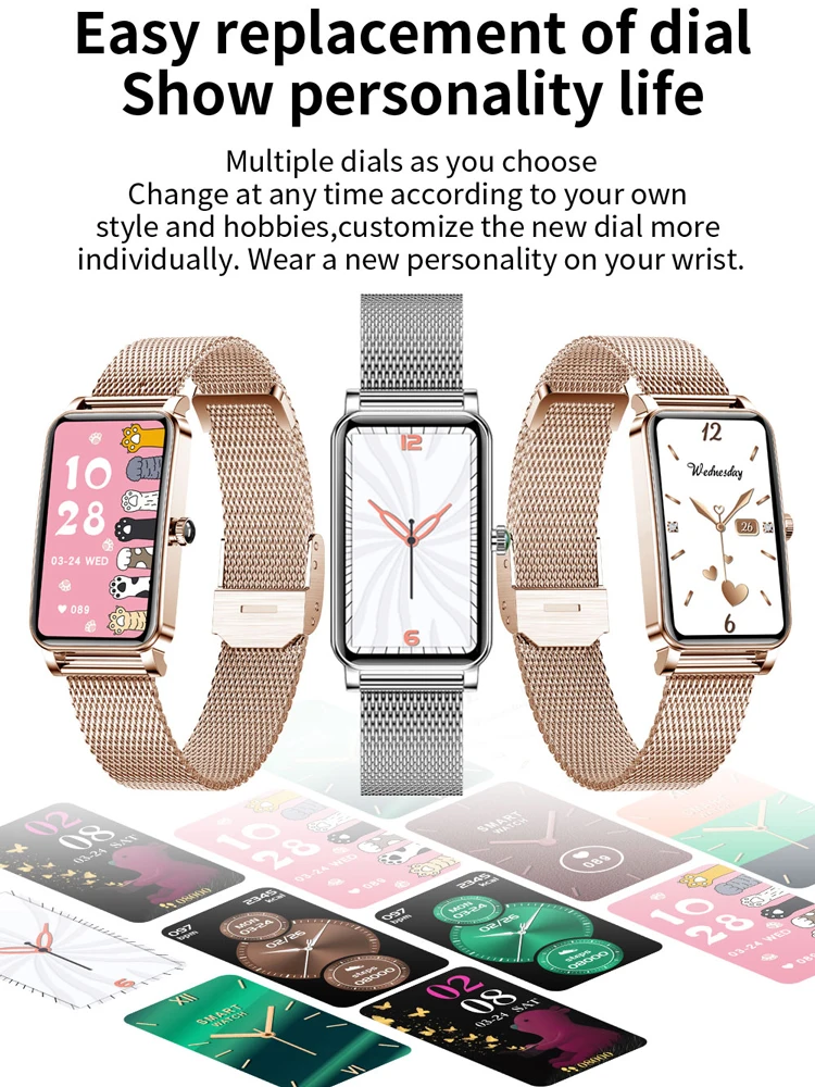 Rollstimi Smart Watch Women Smartwatch For Android 2024 Waterproof Watches Bluetooth Music Watches Full Touch Bracelet Clock New