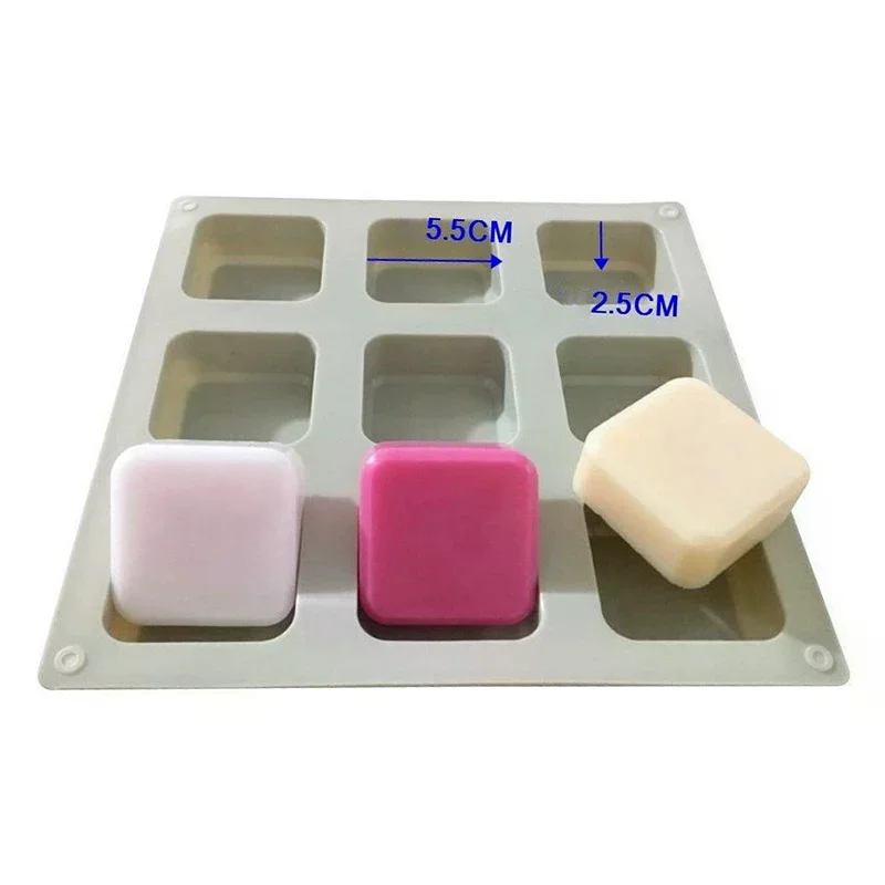 9 Cavity Soap Molds Silicone Mold For Making Handmade Soap Lotion Bar Square Rectangle Reusable Silicone Soap Making Molds