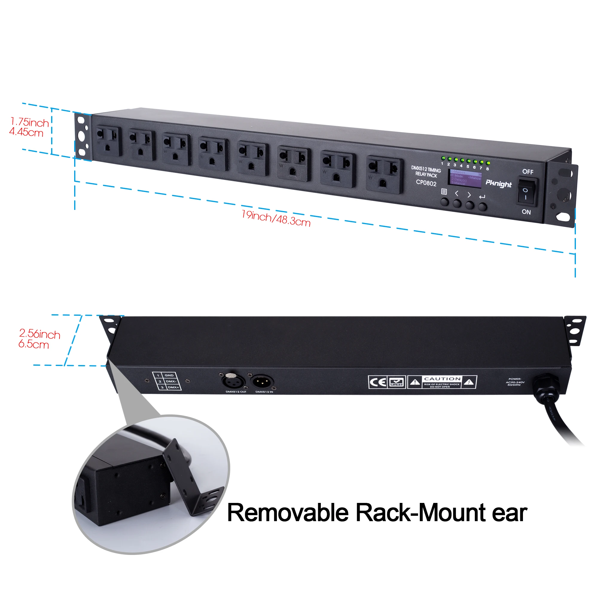 Imagem -04 - Pknight-sincronismo Programável Delay Power Distribution Unit Dmx Relé Packrs485 Remoto Interruptor Inteligente Tomadas