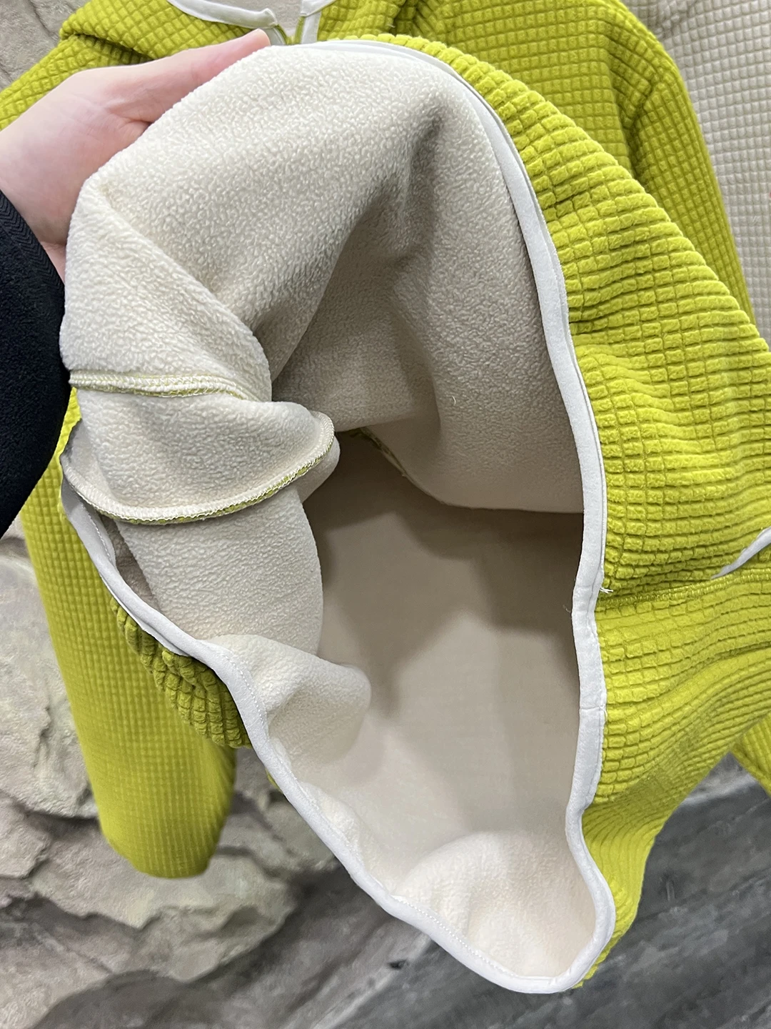 Thickened Version Outdoor Warmth Hooded Sweatshirt Corn Grid PC Fleece Youth Standard Fit Long Sleeve Zipper Closure Jacket