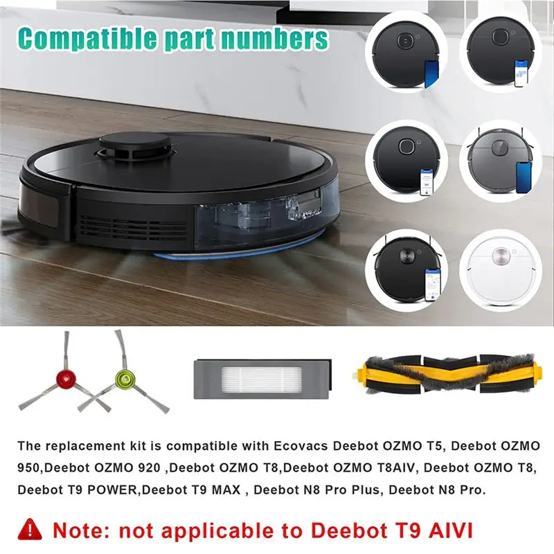 

[ABJZ] Аксессуары для ECOVACS Deebot T9, T9 AIVI, T8 AIVI, N8 Pro: запасные части для пылесоса, насадки для мытья полов, боковые и основные щетки