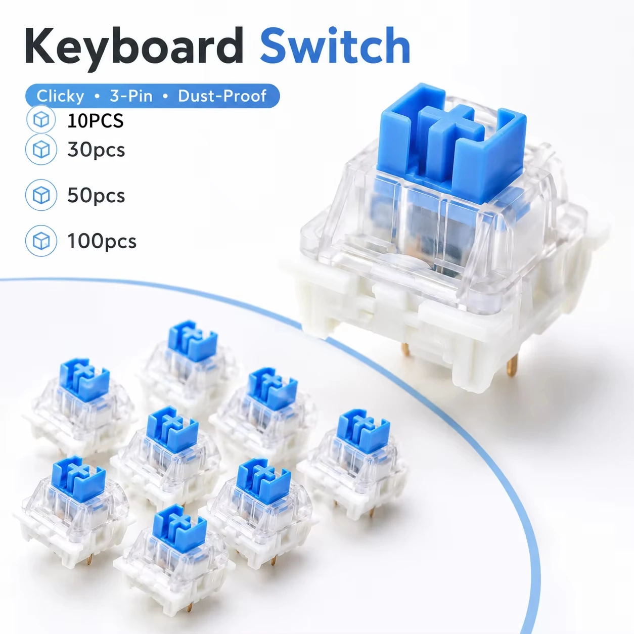 3 Pin Tactile Keyboard Switch Durable Plastic Keyboard Clicker Key Replacement Parts for Mechanical Keyboard Repair Accessories