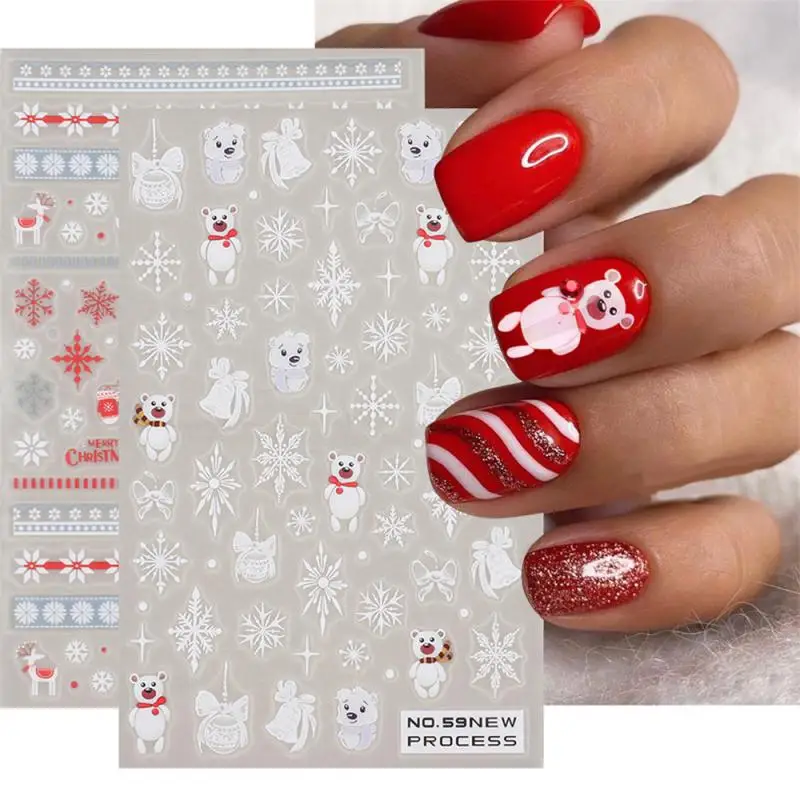 Clear Pattern Christmas Stickers Easy To Use Nail Stickers Various Patterns Preferred Material Nail Art Stickers Nail Supplies