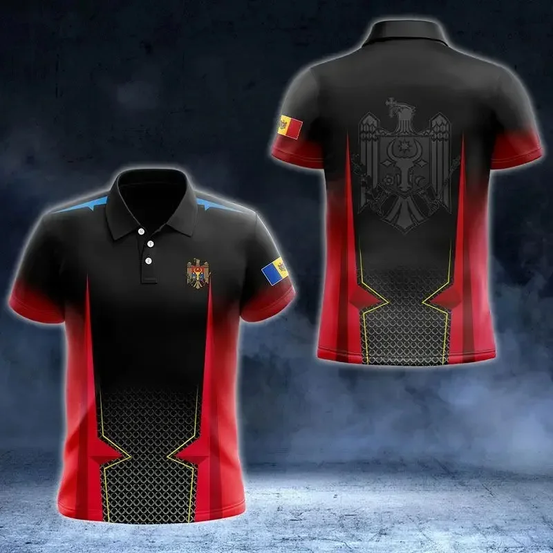 New Moldova National Flag Graphic Polo Shirt Moldova National Emblem Men's Tops  National Day Gifts High Quality Clothing