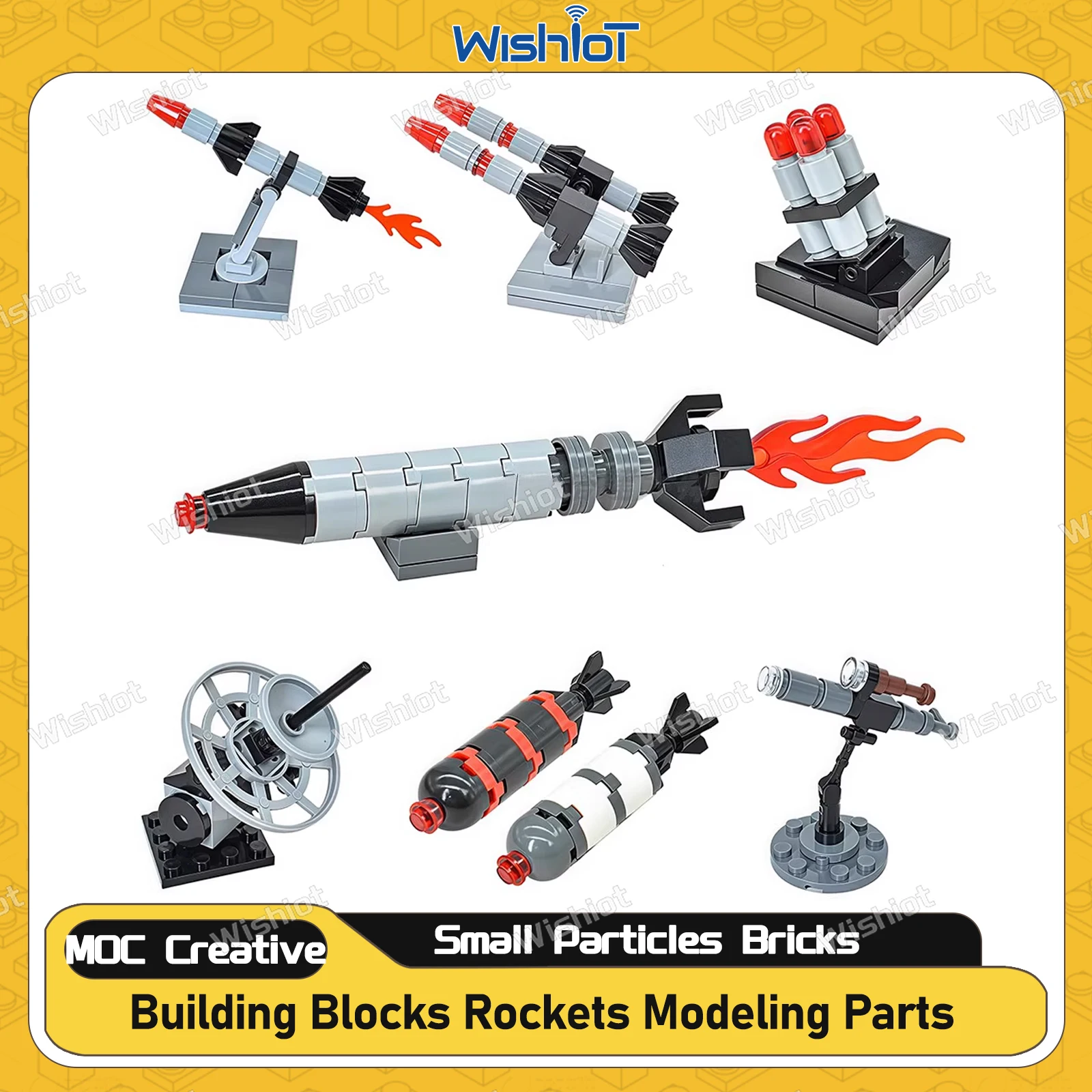 MOC Building Blocks Torpedo Rockets Missiles Satellite Radars Launcher Small Particles Bricks Military Scene Modeling Tech Parts