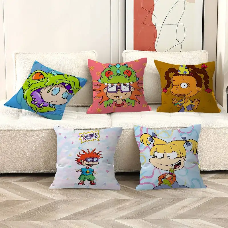 R-Rugrats Office Cushion Pillowcase Car Cushion Cover45X45CM Lumbar Pillowcase Sofa Pillowcover