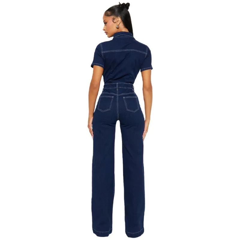 Women's Models Fairy Outfit Jeans Two Piece Set Flared Mouth Denim Straight Short-sleeved Simple Brand Harajuku Versatile