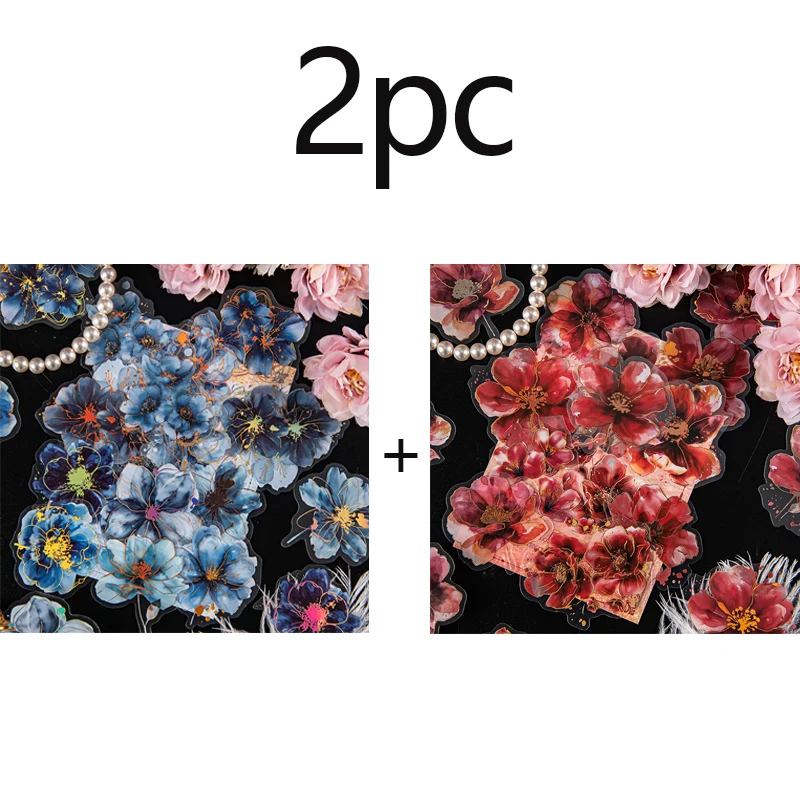 2 adesivi decorativi floreali fai da te, realizzati in materiale PET impermeabile, adatti per decorare cancelleria, diari, album, et