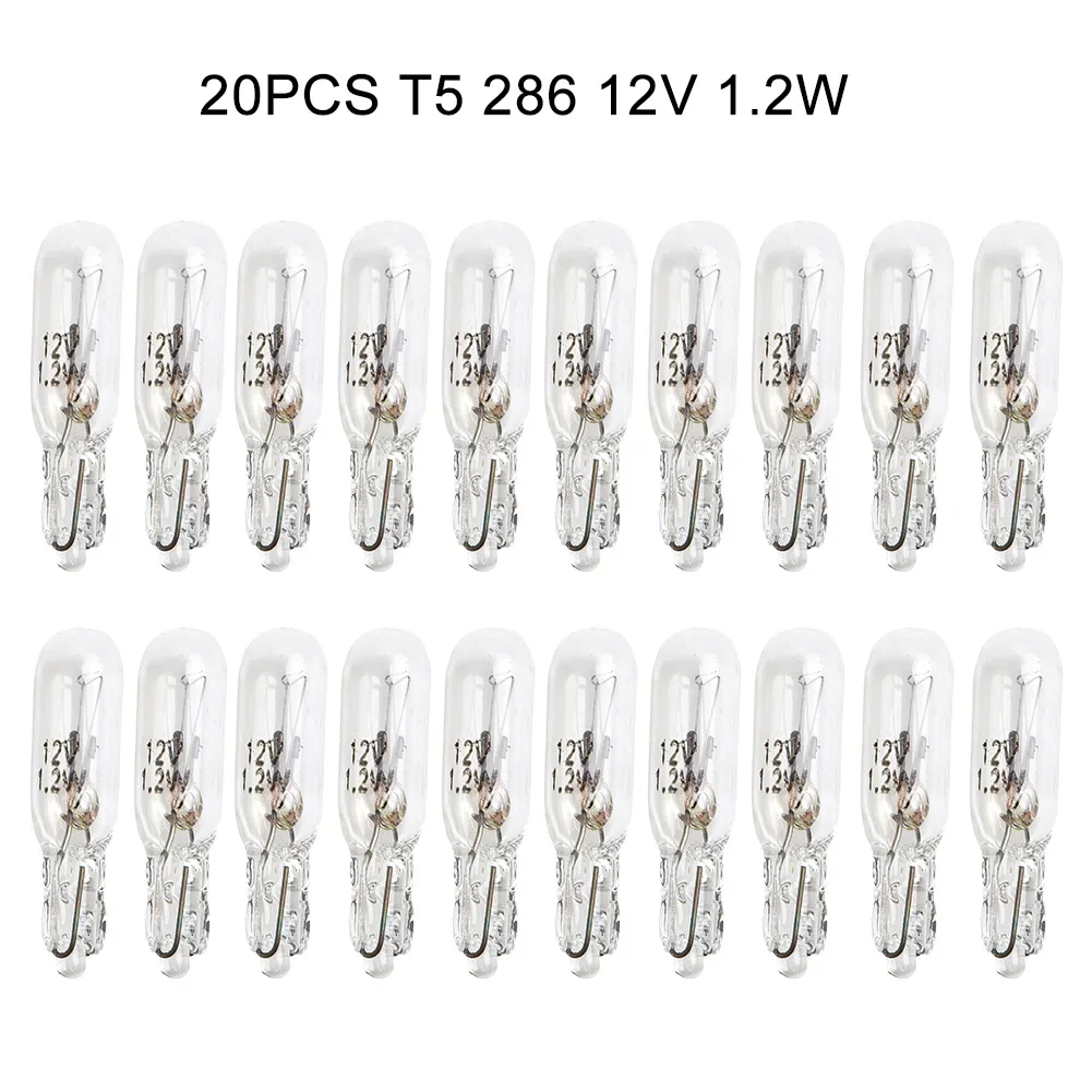 20Pcs T5 286 Car Dashboard Light Bulb Instrument Panel Bulb 12V 1.2W Auto Instrument Light Wedge Gauge Bulb ﻿
