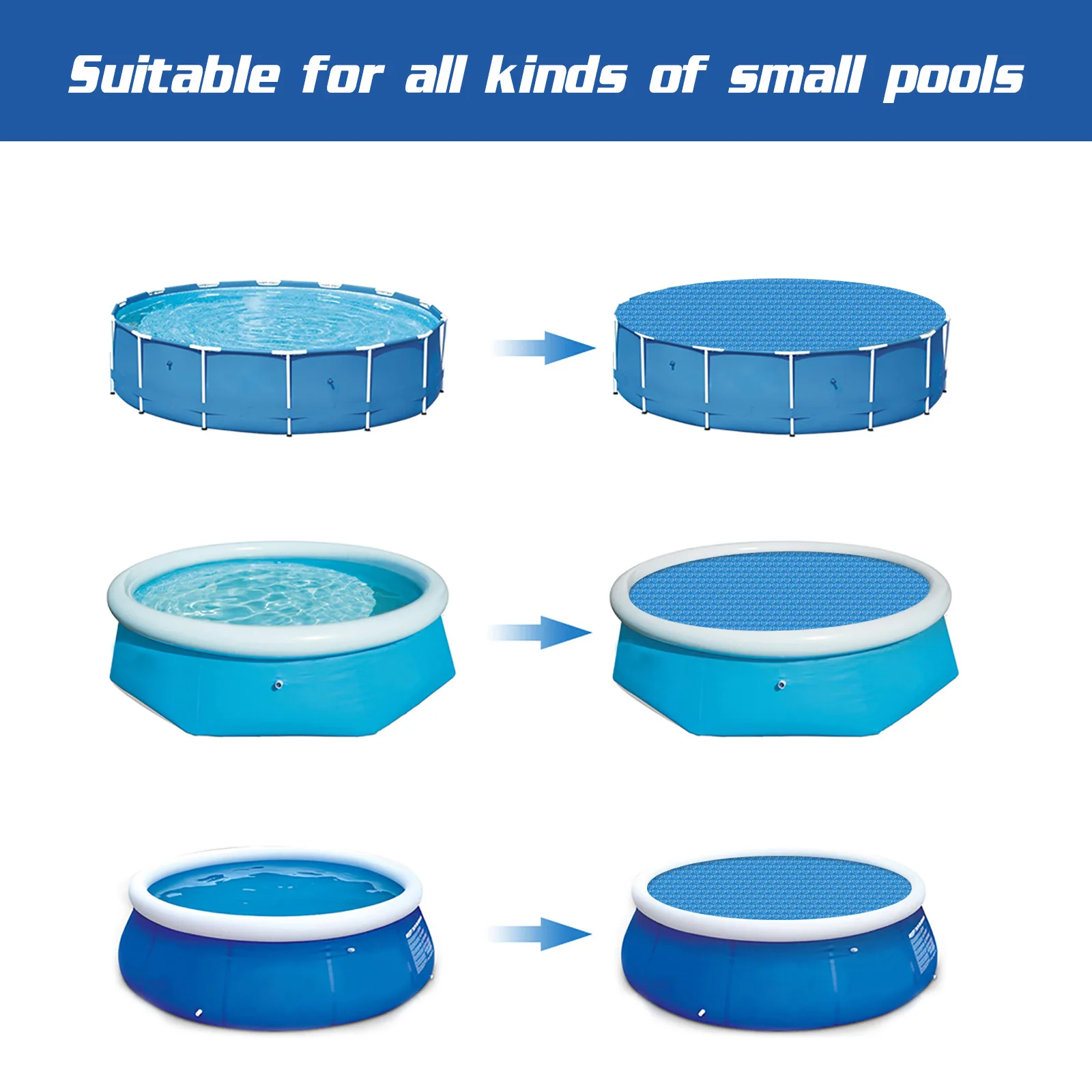 Swimming Pool Cover Round Solar Summer Waterproof Pool Tub Dust Outdoor PE Bubble Film Blanket Accessory Pool Cover Dropshipping