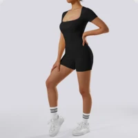 Women’s Yoga Short Sleeve Jumpsuits Slim Fit Stretch One Piece Playsuits Romper Basic Fitness  Sportswear For Women Yoga Clothes - Image 5