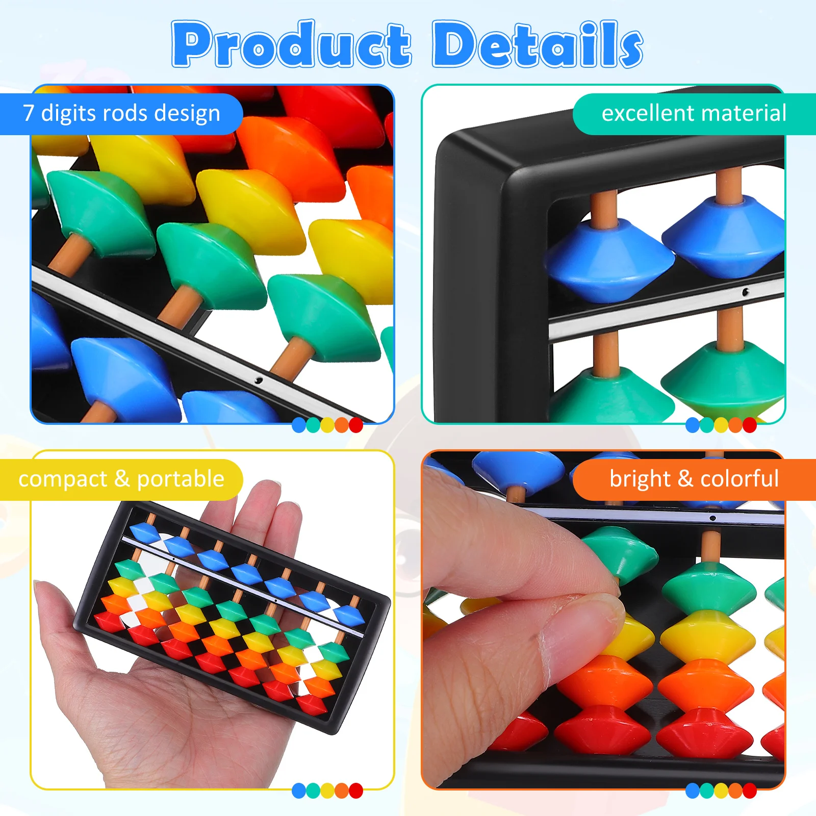 2 قطعة المعداد الحسابي الملون أداة تعليمية للأطفال الرياضيات تعلم تطوير الدماغ العد التدريس المعونة #3