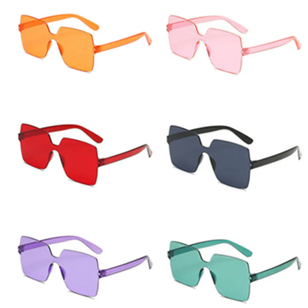 2024 Fashion Women Rimless square Sunglasses Women/Men Luxury Brand Designer Eyewear Candy Color Mirror Oculos de sol