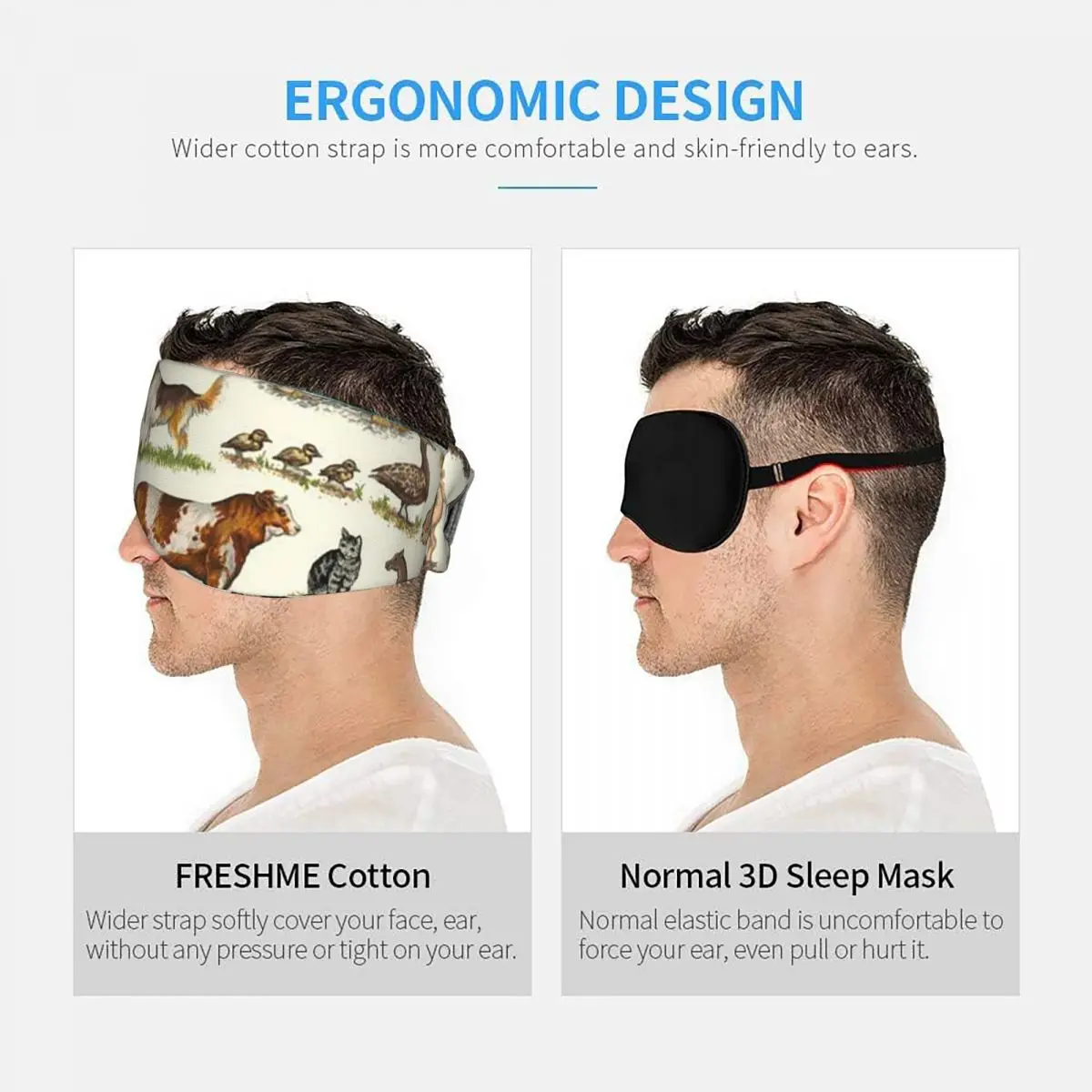 Country Farm Animals Farmhouse Village Pet sleep mask Light Blocking Portable Eye Cover for Girls Boys Travel Eyeshade eyepatch view 5
