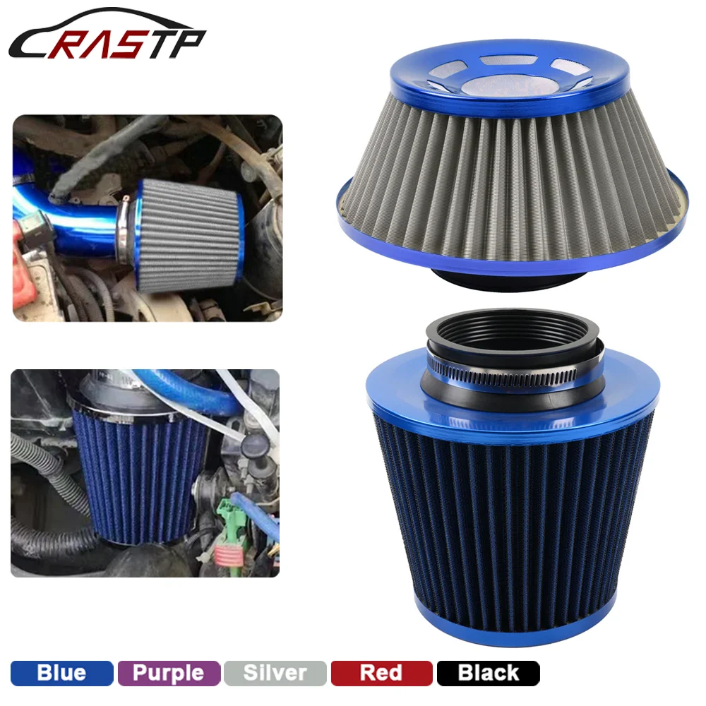 

New 76MM Universal Stainless Steel Or Iron High Power Flow Cold Air Filter Car Round Cone Air Intake Filter Induction Kit OFI073