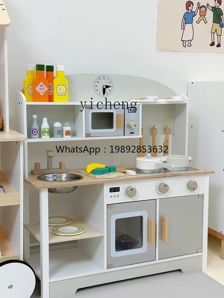 Tqh 子供用プレイハウスキッチンおもちゃ木製シミュレーションツール調理木製キッチン用品3-6歳誕生日プレゼント