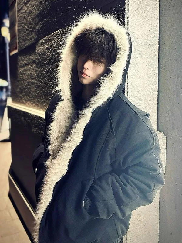 

Men's Thiened Lamb Velvet down Jaet Winter Coat Warm Fce Lined eepskin Cotton Padded Casual Sle Zipper Closure