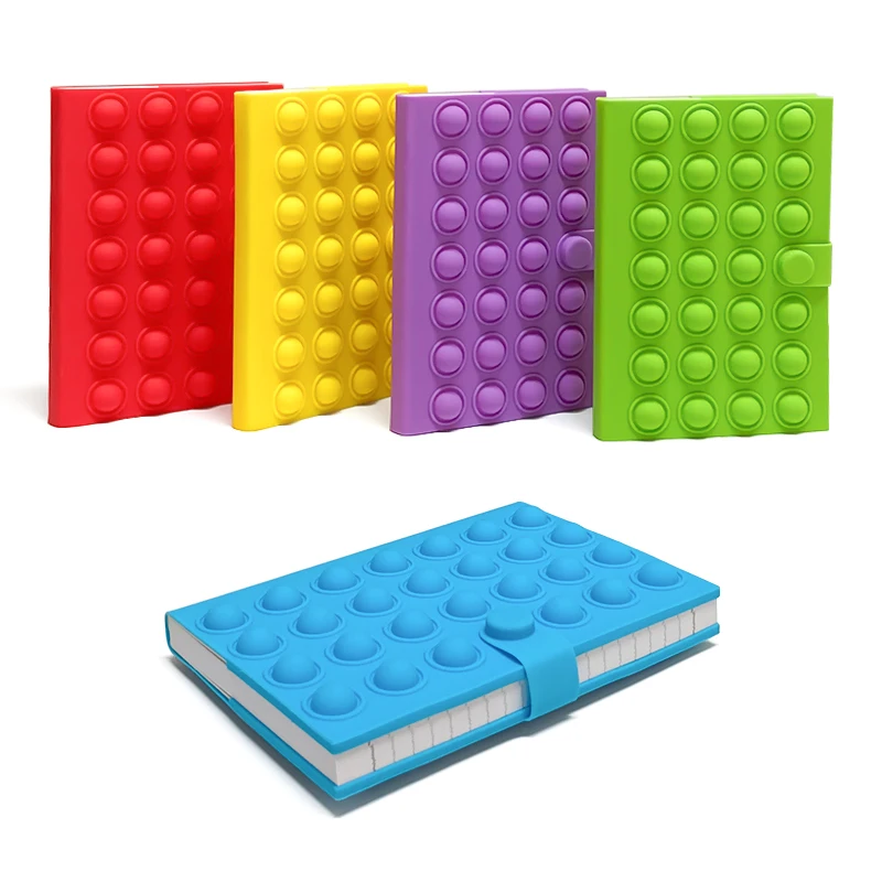 Nouveaux carnets de notes lignés créatifs pour le bureau, avec couverture en silicone sensoriel simple et jouet à bulles pour enfants, cadeau de rentrée scolaire