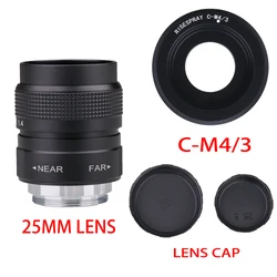 25mm f/1.4 APS-C manual CCTV Lens+C-M4/3 adapter ring+2 pcs Macro Ring for Panasonic/Olympus Micro4/3 M4/3 Mirroless Camera