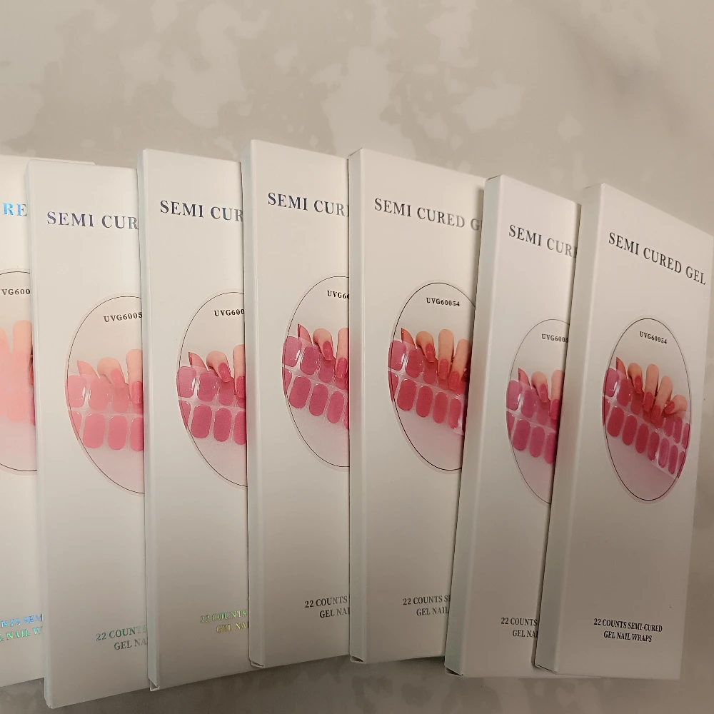 

22ips Semi Cured Gel Nail Wraps Patch Manicure Nail Art Full Adhesive Waterproof Gel Nail Stickers Get Hard After the UV Light