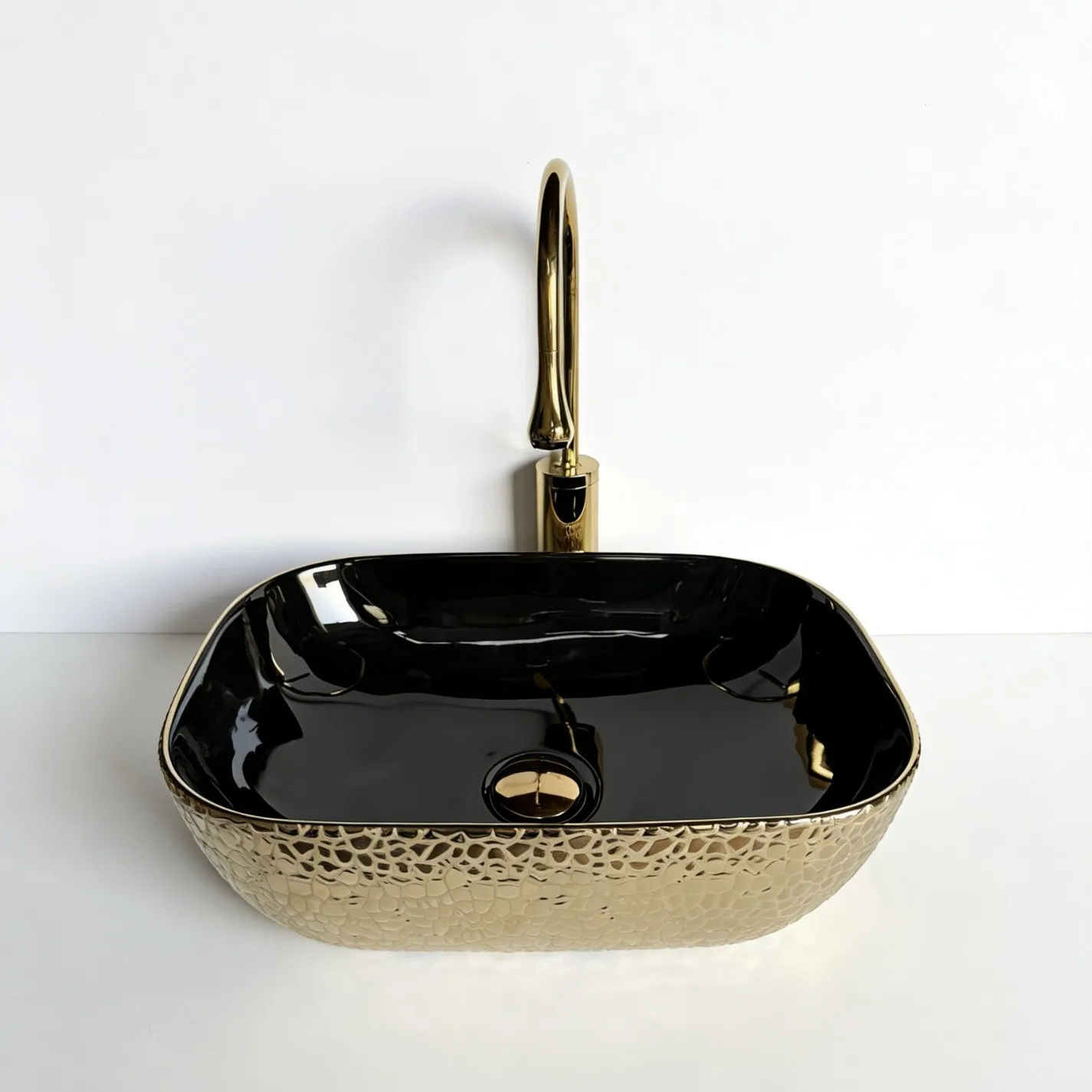 Leopard print gold inner black inner white electroplating single basin art basin bathroom bathroom integrated table wash basin