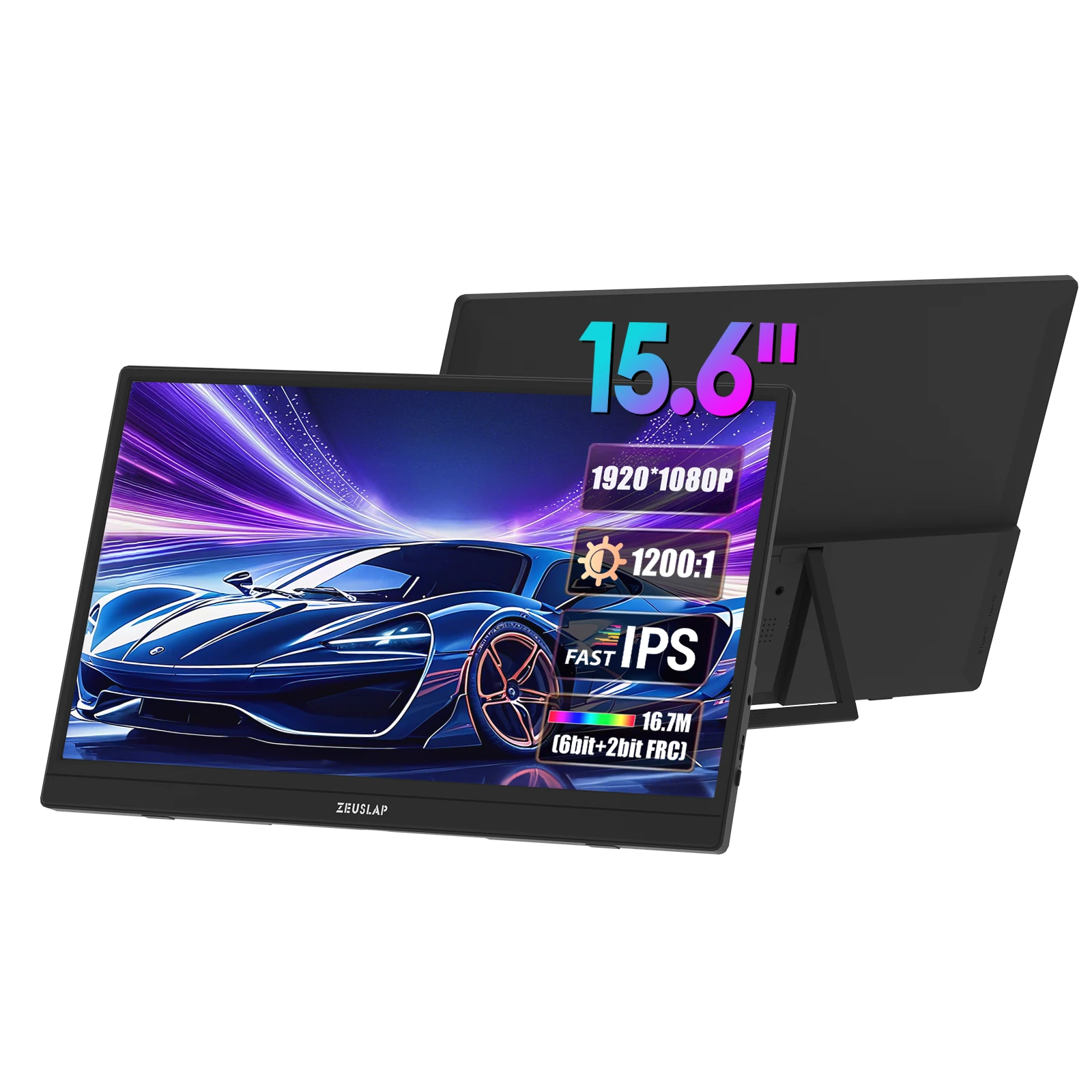 [제우스랩] ZEUSLAP 15.6" FHD 1920x1080P IPS 패널 USB-C HDMI 소스 휴대용 모니터(휴대폰, 노트북, PC, Nintendo Switch 두 번째 디스플레이용)
