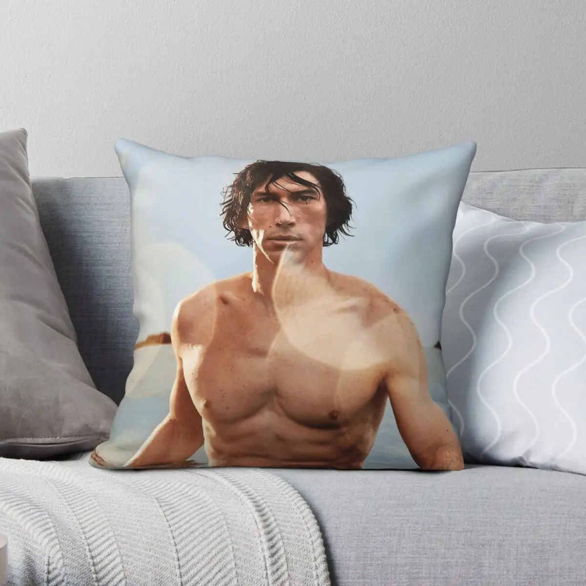 Shirtless 2021 Adam Driver Square Pillowcase Polyester Linen Velvet Printed Zip Decorative Throw Pillow Case Home Cushion Cover