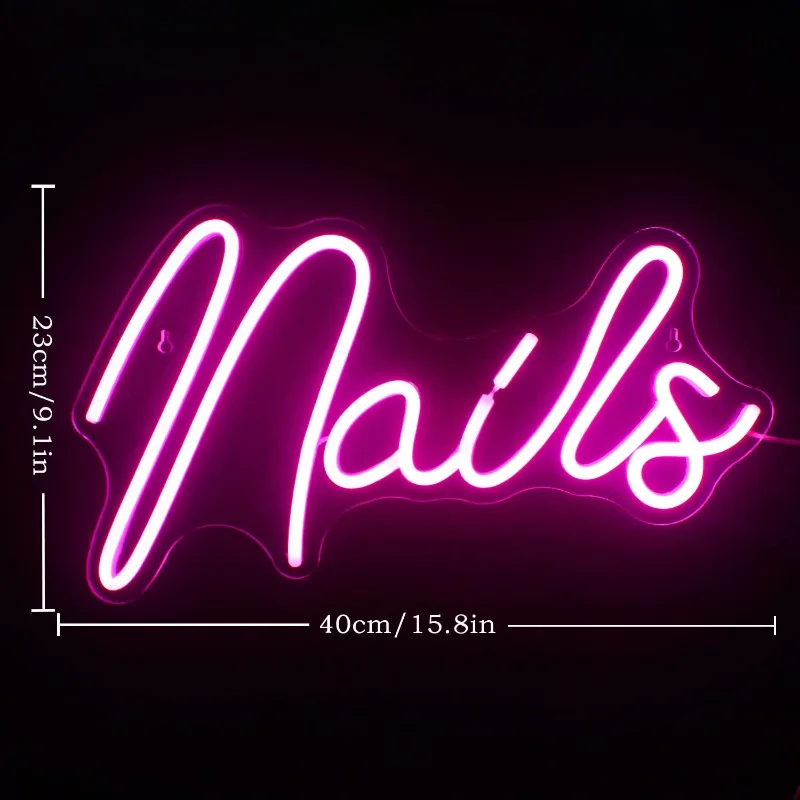 Nails Neon Sign Led Pink Wall Decor Usb Neon Lights for Beauty Room Decor Indoor Outdoor Lights for Bedroom Shop Room