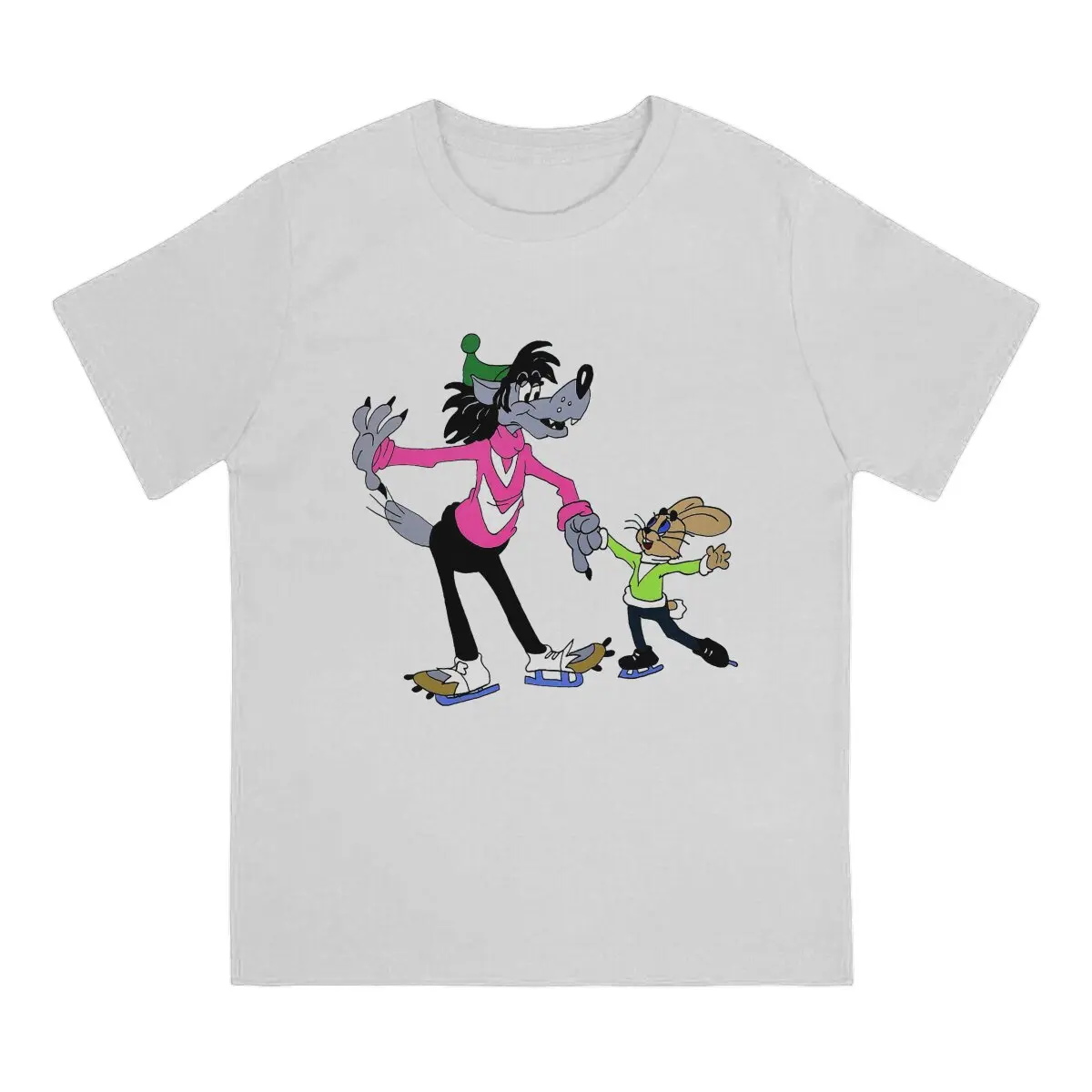 Skating Nu Pogodi Rabbit Wolf Anime Men T Shirt Graphic O-Neck TShirt Harajuku Tops