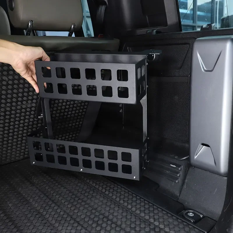 For Land Rover Defender 110 20-24 Aluminum Alloy Black Car Trunk Right Storage Basket Storage Organiser Interior Car Accessories